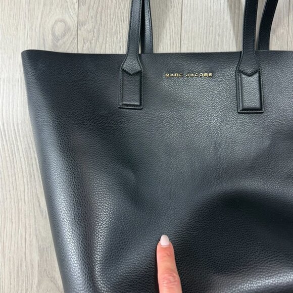 Marc Jacobs Black Large Leather Tote Work Travel Bag - Picture 9 of 12